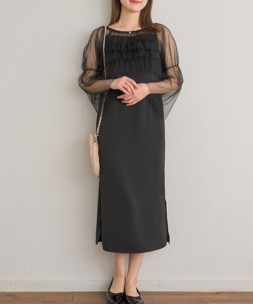 RETRO GIRL（レトロガール）の「チュールBLセットワンピース（ワンピース・レディース・ベージュ/ブラック・FREE）」の2枚目の写真