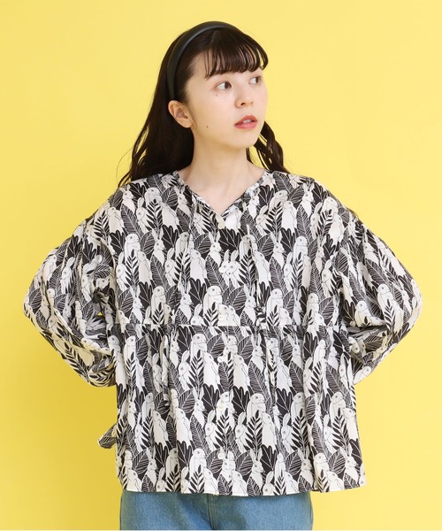 didizizi（ディディジジ）の「うさぎプリントリボンギャザーBL（シャツ/ブラウス・レディース・ブラック/ブルー・FREE）」の8枚目の写真