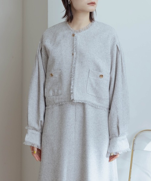 エイミーロウ ノーカラージャケット Eimee Law（エイミーロウ） ジャケット ノーカラージャケット テキスト