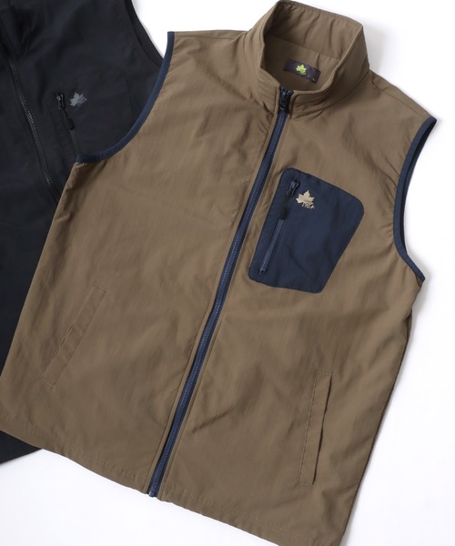 LOGOS(ロゴス)の「LOGOS/ロゴス WATER REPELLENT 撥水 ナイロンタスラン スタンドベスト(ベスト・メンズ・グリーン系その他/マスタード/カーキ/ブラック・LL/L/M)」の3枚目の写真