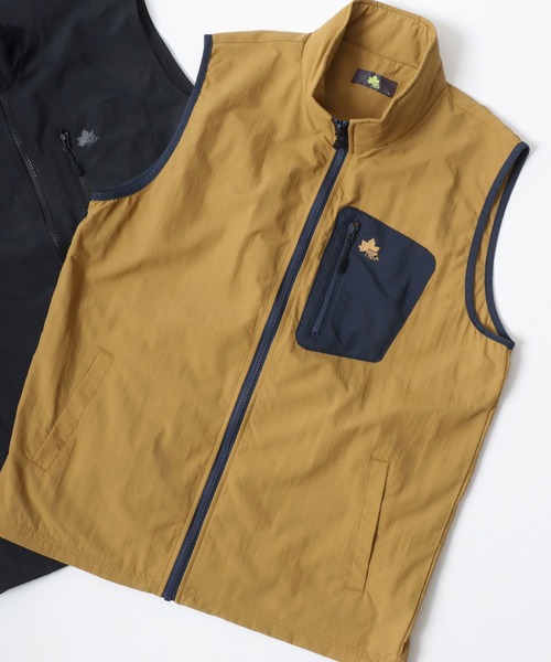LOGOS(ロゴス)の「LOGOS/ロゴス WATER REPELLENT 撥水 ナイロンタスラン スタンドベスト(ベスト・メンズ・グリーン系その他/マスタード/カーキ/ブラック・LL/L/M)」の4枚目の写真