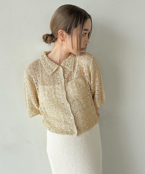 select MOCA by son（セレクトモカバイソン）の「レースパターンニットショートカーディガン（カーディガン/ボレロ・レディース・ライトベージュ/ブラック/ライトグリーン・FREE）」の20枚目の写真