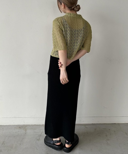 select MOCA by son（セレクトモカバイソン）の「レースパターンニットショートカーディガン（カーディガン/ボレロ・レディース・ライトベージュ/ブラック/ライトグリーン・FREE）」の15枚目の写真