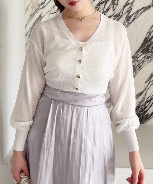 MIIA（ミーア）の「ハート釦ニットアンサンブル（アンサンブル・レディース・ピンク/ベージュ/ブラック/オフホワイト・FREE）」の2枚目の写真