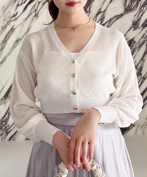 MIIA（ミーア）の「ハート釦ニットアンサンブル（アンサンブル・レディース・ピンク/ベージュ/ブラック/オフホワイト・FREE）」の5枚目の写真