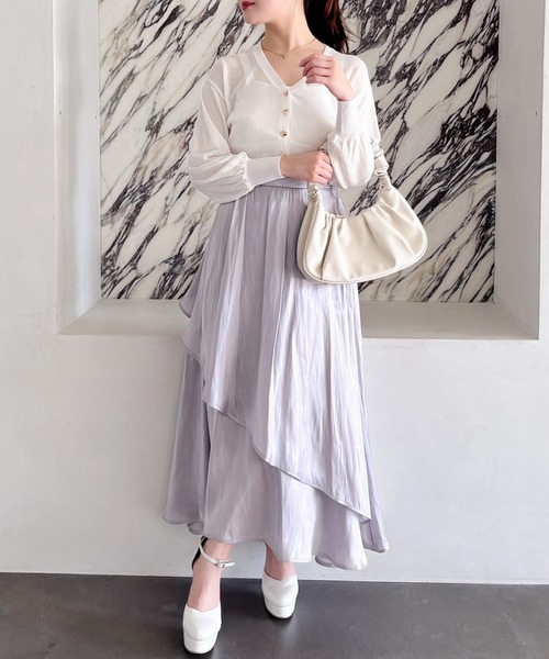 MIIA（ミーア）の「ハート釦ニットアンサンブル（アンサンブル・レディース・ピンク/ベージュ/ブラック/オフホワイト・FREE）」の6枚目の写真