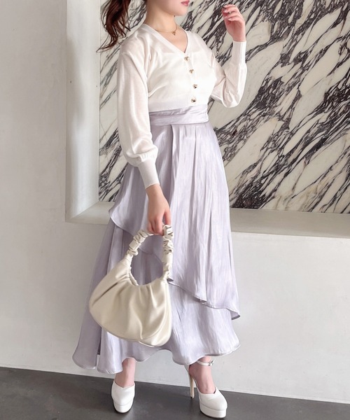 MIIA（ミーア）の「ハート釦ニットアンサンブル（アンサンブル・レディース・ピンク/ベージュ/ブラック/オフホワイト・FREE）」の8枚目の写真