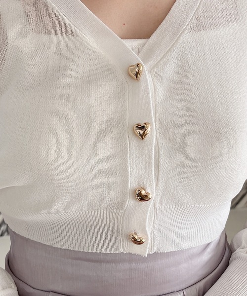 MIIA（ミーア）の「ハート釦ニットアンサンブル（アンサンブル・レディース・ピンク/ベージュ/ブラック/オフホワイト・FREE）」の12枚目の写真