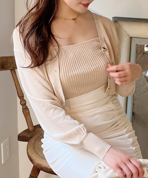 MIIA（ミーア）の「ハート釦ニットアンサンブル（アンサンブル・レディース・ピンク/ベージュ/ブラック/オフホワイト・FREE）」の16枚目の写真