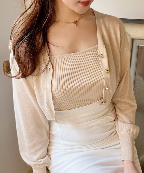 MIIA（ミーア）の「ハート釦ニットアンサンブル（アンサンブル・レディース・ピンク/ベージュ/ブラック/オフホワイト・FREE）」の17枚目の写真