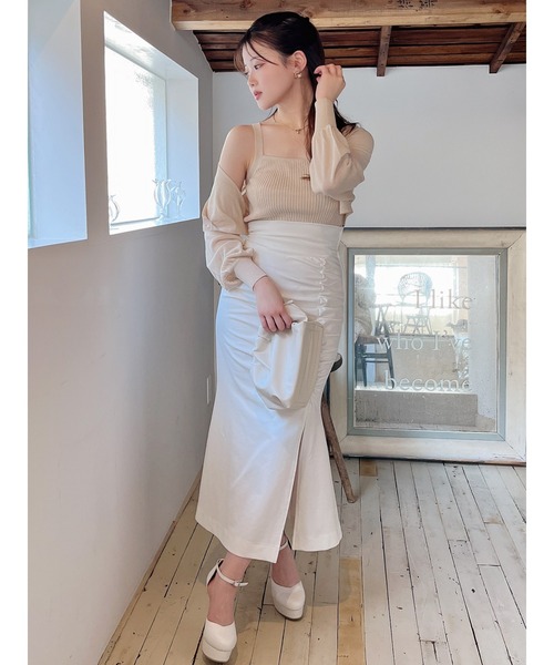 MIIA（ミーア）の「ハート釦ニットアンサンブル（アンサンブル・レディース・ピンク/ベージュ/ブラック/オフホワイト・FREE）」の21枚目の写真