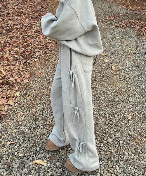 Vipoa（ヴィポア）の「サイドリボンルーズスウェット（スウェットパンツ・レディース・グレー/ブラウン/ブラック・FREE）」の10枚目の写真