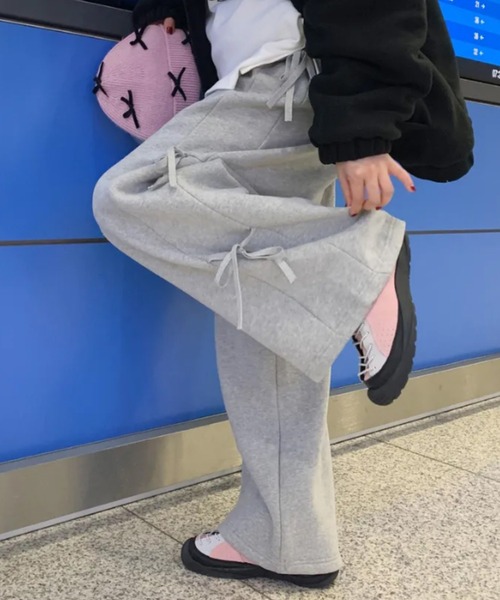 Vipoa（ヴィポア）の「サイドリボンルーズスウェット（スウェットパンツ・レディース・グレー/ブラウン/ブラック・FREE）」の9枚目の写真