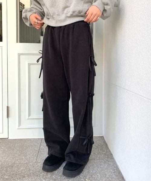 Vipoa（ヴィポア）の「サイドリボンルーズスウェット（スウェットパンツ・レディース・グレー/ブラウン/ブラック・FREE）」の11枚目の写真