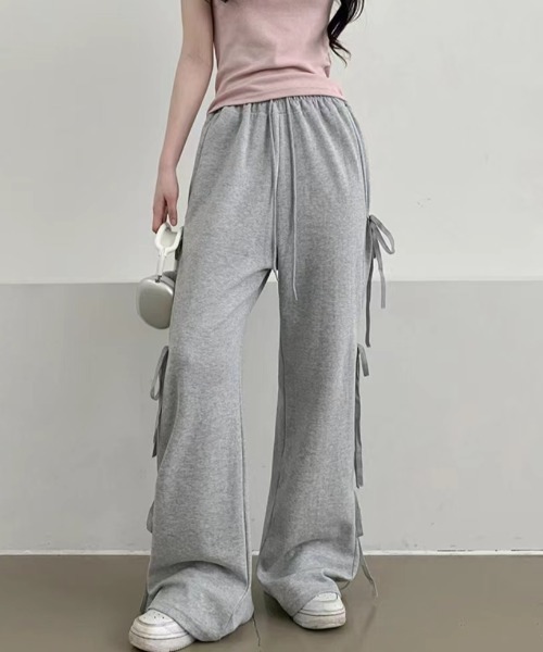 Vipoa（ヴィポア）の「サイドリボンルーズスウェット（スウェットパンツ・レディース・グレー/ブラウン/ブラック・FREE）」の17枚目の写真