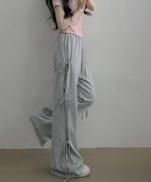 Vipoa（ヴィポア）の「サイドリボンルーズスウェット（スウェットパンツ・レディース・グレー/ブラウン/ブラック・FREE）」の16枚目の写真