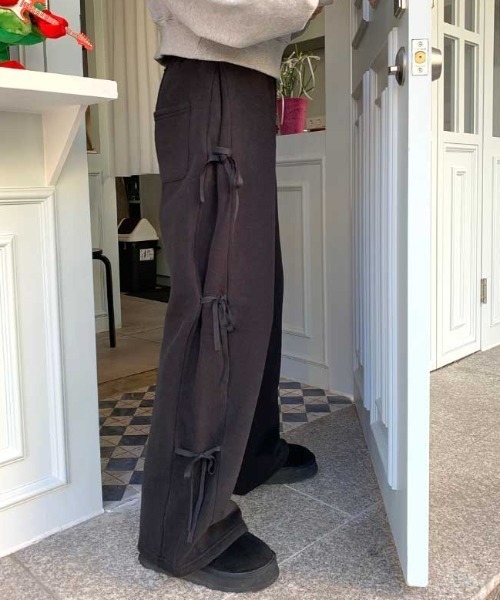 Vipoa（ヴィポア）の「サイドリボンルーズスウェット（スウェットパンツ・レディース・グレー/ブラウン/ブラック・FREE）」の19枚目の写真