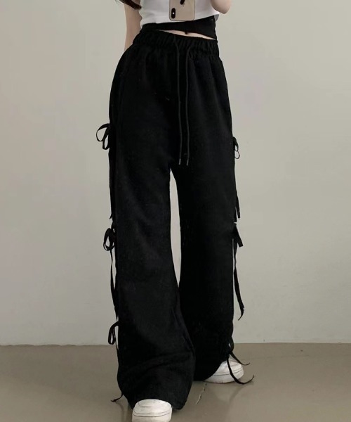 Vipoa（ヴィポア）の「サイドリボンルーズスウェット（スウェットパンツ・レディース・グレー/ブラウン/ブラック・FREE）」の15枚目の写真