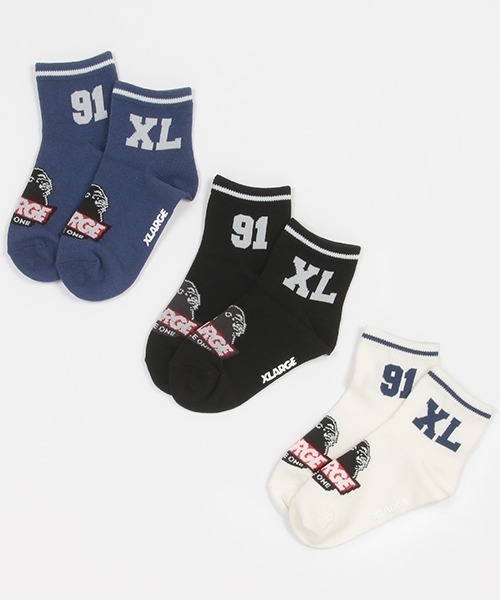 XLARGE KIDS(エクストララージキッズ)の「91ロゴソックス(ソックス/靴下・キッズ・ブラック/ホワイト/ネイビー・13-15cm/17-19cm/19-21cm/15-17cm)」の4枚目の写真