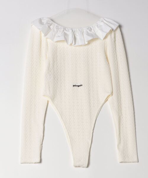 poiregnee(ポワニェ)の「ジャガードカットボディスーツ(Tシャツ/カットソー・レディース・オフホワイト/ブラック・FREE)」の4枚目の写真