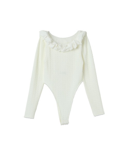 poiregnee(ポワニェ)の「ジャガードカットボディスーツ(Tシャツ/カットソー・レディース・オフホワイト/ブラック・FREE)」の7枚目の写真