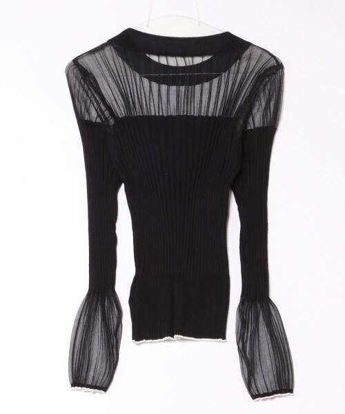 Settimissimo（セッティミッシモ）の「シアー切替 ドッキング リブニット 長袖（ニット/セーター・レディース・オレンジ/ブラック/オフホワイト・38）」の4枚目の写真