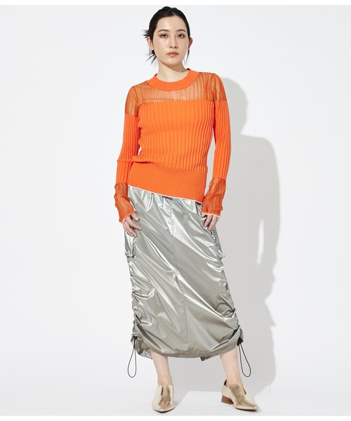 Settimissimo（セッティミッシモ）の「シアー切替 ドッキング リブニット 長袖（ニット/セーター・レディース・オレンジ/ブラック/オフホワイト・38）」の17枚目の写真