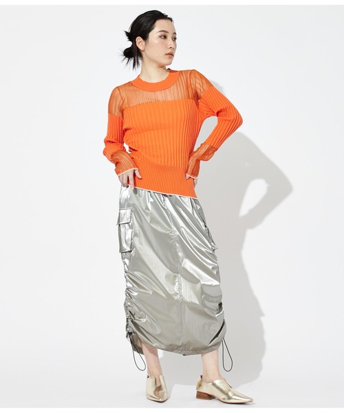 Settimissimo（セッティミッシモ）の「シアー切替 ドッキング リブニット 長袖（ニット/セーター・レディース・オレンジ/ブラック/オフホワイト・38）」の18枚目の写真