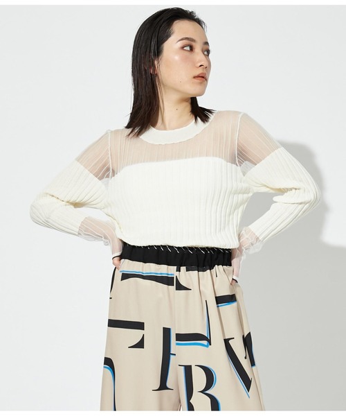 【セール】シアー切替 ドッキング リブニット 長袖（ニット/セーター）｜Settimissimo（セッティミッシモ）