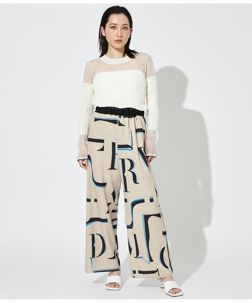 Settimissimo（セッティミッシモ）の「シアー切替 ドッキング リブニット 長袖（ニット/セーター・レディース・オレンジ/ブラック/オフホワイト・38）」の5枚目の写真