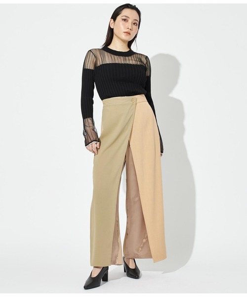 Settimissimo（セッティミッシモ）の「シアー切替 ドッキング リブニット 長袖（ニット/セーター・レディース・オレンジ/ブラック/オフホワイト・38）」の10枚目の写真