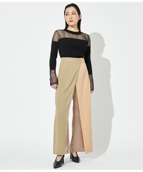 Settimissimo（セッティミッシモ）の「シアー切替 ドッキング リブニット 長袖（ニット/セーター・レディース・オレンジ/ブラック/オフホワイト・38）」の11枚目の写真