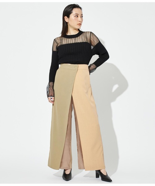 Settimissimo（セッティミッシモ）の「シアー切替 ドッキング リブニット 長袖（ニット/セーター・レディース・オレンジ/ブラック/オフホワイト・38）」の12枚目の写真