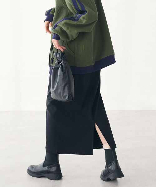 CRAFT STANDARD BOUTIQUE（クラフトスタンダードブティック）の「リブロングスカート（スカート・レディース・グリーン系その他3/ブラック/アイボリー/オレンジ・L/M）」の7枚目の写真