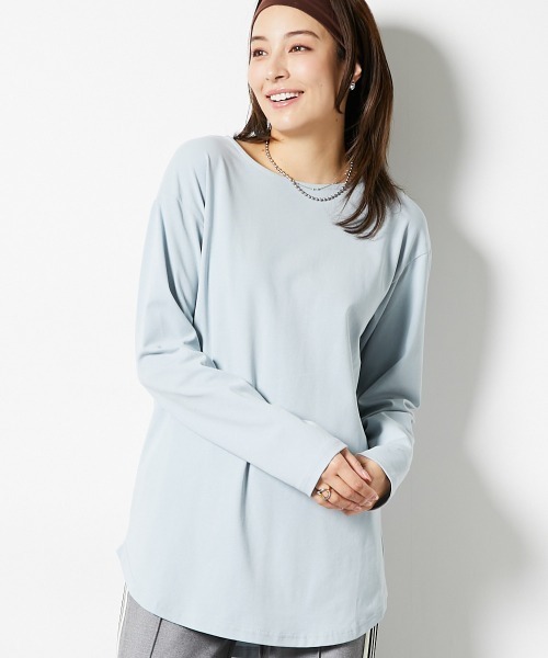 slattgir（スラットジール）の「高身長　綿１００％VネックTシャツ　（トールサイズ）（Tシャツ/カットソー・レディース・オフホワイト/ブラック/グリーン/ワイン/チャコール/杢グレー/ブルー・M/L/LL/3L/4L/5L）」の6枚目の写真