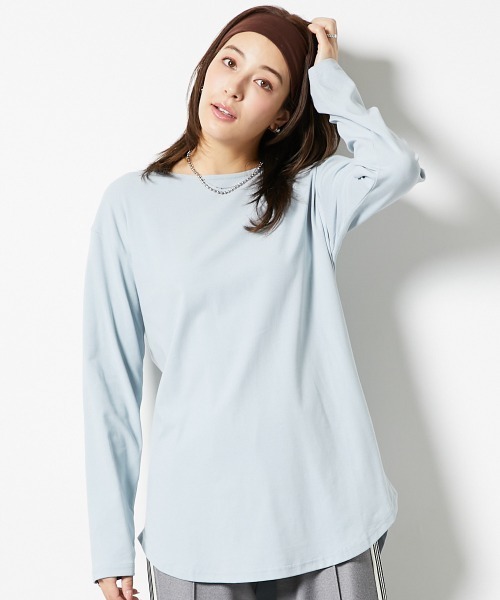 slattgir（スラットジール）の「高身長　綿１００％VネックTシャツ　（トールサイズ）（Tシャツ/カットソー・レディース・オフホワイト/ブラック/グリーン/ワイン/チャコール/杢グレー/ブルー・M/L/LL/3L/4L/5L）」の20枚目の写真