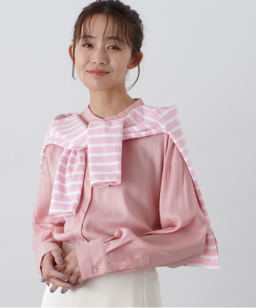N.（N. Natural Beauty Basic）（エヌエヌナチュラルビューティーベーシック）の「◆バンドカラー麻混ルーズシャツ（シャツ/ブラウス・レディース・オフホワイト/ピンク/ミント・MEDIUM）」の19枚目の写真