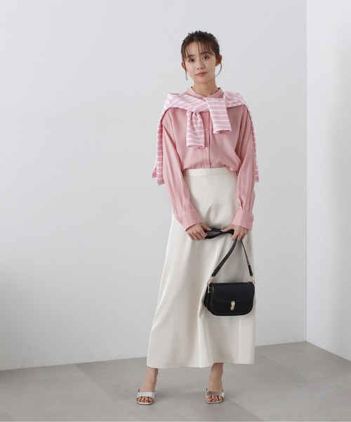 N.（N. Natural Beauty Basic）（エヌエヌナチュラルビューティーベーシック）の「◆バンドカラー麻混ルーズシャツ（シャツ/ブラウス・レディース・オフホワイト/ピンク/ミント・MEDIUM）」の15枚目の写真