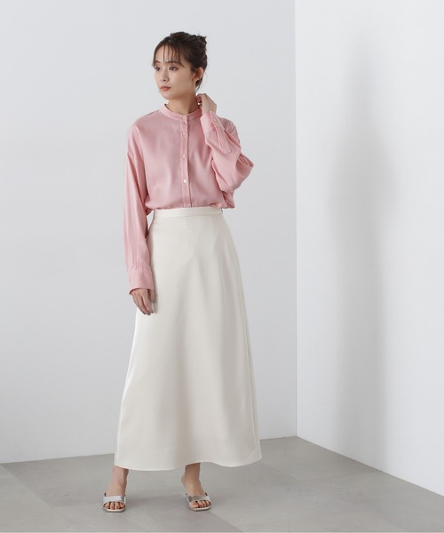 N.（N. Natural Beauty Basic）（エヌエヌナチュラルビューティーベーシック）の「◆バンドカラー麻混ルーズシャツ（シャツ/ブラウス・レディース・オフホワイト/ピンク/ミント・MEDIUM）」の14枚目の写真