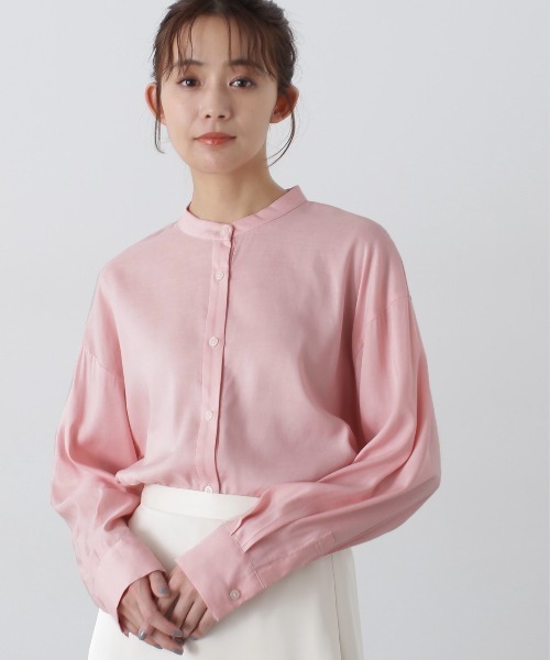 N.（N. Natural Beauty Basic）（エヌエヌナチュラルビューティーベーシック）の「◆バンドカラー麻混ルーズシャツ（シャツ/ブラウス・レディース・オフホワイト/ピンク/ミント・MEDIUM）」の12枚目の写真