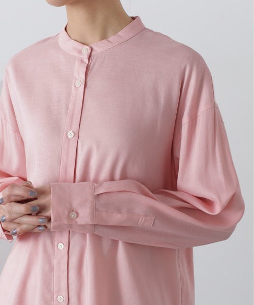 N.（N. Natural Beauty Basic）（エヌエヌナチュラルビューティーベーシック）の「◆バンドカラー麻混ルーズシャツ（シャツ/ブラウス・レディース・オフホワイト/ピンク/ミント・MEDIUM）」の6枚目の写真