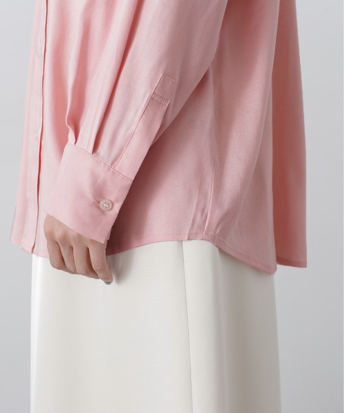 N.（N. Natural Beauty Basic）（エヌエヌナチュラルビューティーベーシック）の「◆バンドカラー麻混ルーズシャツ（シャツ/ブラウス・レディース・オフホワイト/ピンク/ミント・MEDIUM）」の4枚目の写真