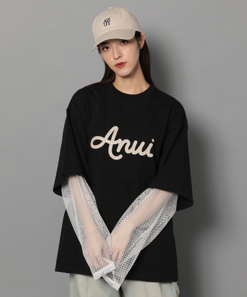 Anui（アニュイ）の「【UNISEX/3サイズ展開】レタリングロゴTシャツ（Tシャツ/カットソー・レディース・ライトグリーン系/オフホワイト/ブラック・SMALL/MEDIUM/LARGE）」の3枚目の写真