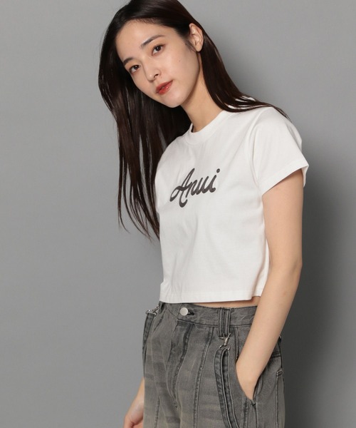 Anui（アニュイ）の「【UNISEX/3サイズ展開】レタリングロゴTシャツ（Tシャツ/カットソー・レディース・ライトグリーン系/オフホワイト/ブラック・SMALL/MEDIUM/LARGE）」の7枚目の写真