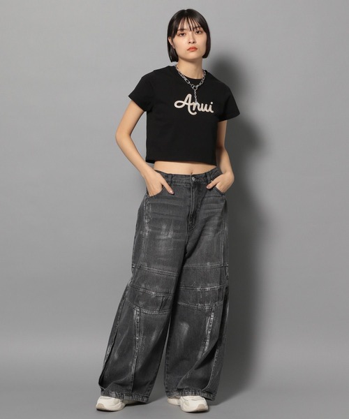 Anui（アニュイ）の「【UNISEX/3サイズ展開】レタリングロゴTシャツ（Tシャツ/カットソー・レディース・ライトグリーン系/オフホワイト/ブラック・SMALL/MEDIUM/LARGE）」の20枚目の写真