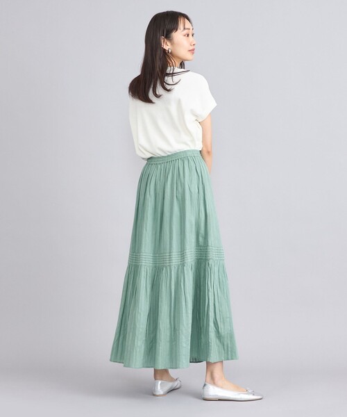 Weekend Max Mara マルチストライプギャザースカート　リネン Weekend Max Mara マルチストライプギャザースカート リネン