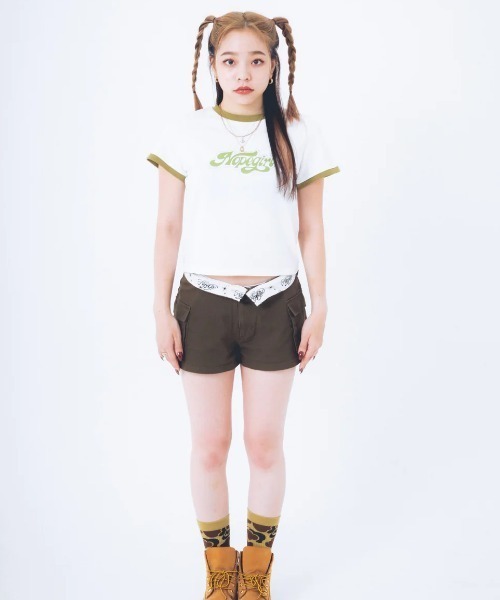 Nope Girl（ノープガール）の「Nope girl Sporty ringer t-shirt（Tシャツ/カットソー・レディース・ブラック/ホワイト・フリー）」の6枚目の写真