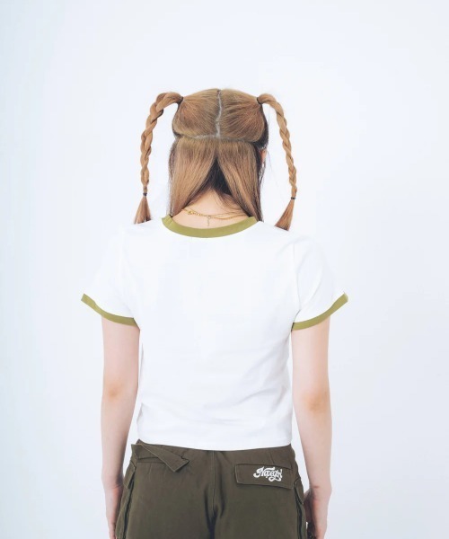 Nope Girl（ノープガール）の「Nope girl Sporty ringer t-shirt（Tシャツ/カットソー・レディース・ブラック/ホワイト・フリー）」の7枚目の写真