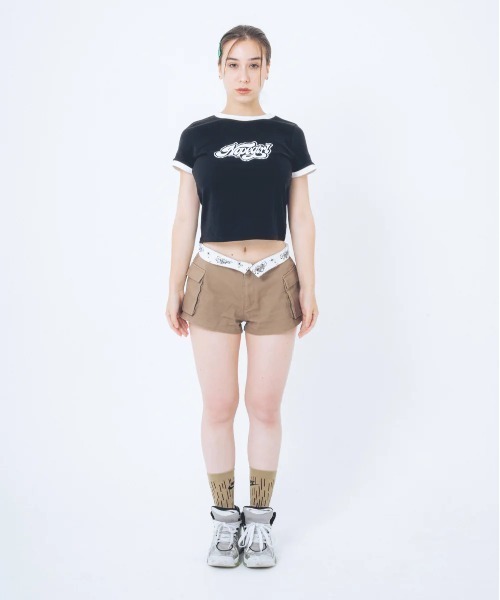 Nope Girl（ノープガール）の「Nope girl Sporty ringer t-shirt（Tシャツ/カットソー・レディース・ブラック/ホワイト・フリー）」の11枚目の写真