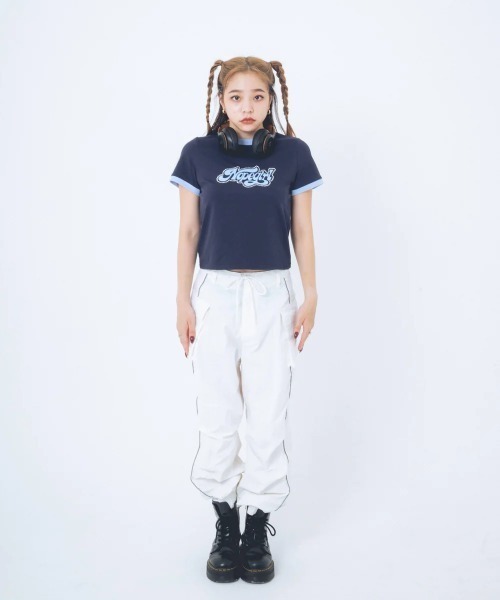 Nope Girl（ノープガール）の「Nope girl Sporty ringer t-shirt（Tシャツ/カットソー・レディース・ブラック/ホワイト・フリー）」の16枚目の写真